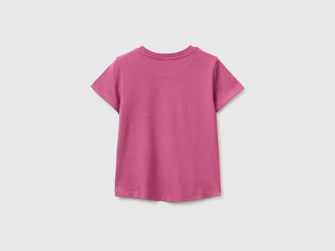 Benetton Multi-Color Girls T-Shirt with Print and Embroidery SKU: 3I1XG10N1_01T Image 02