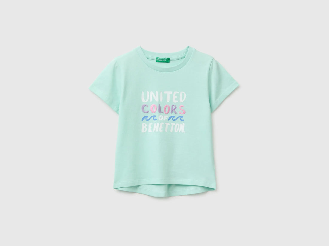 Benetton Multi-Color Girls T-Shirt with Print and Embroidery SKU: 3I1XG10N1_0E6 Image 01