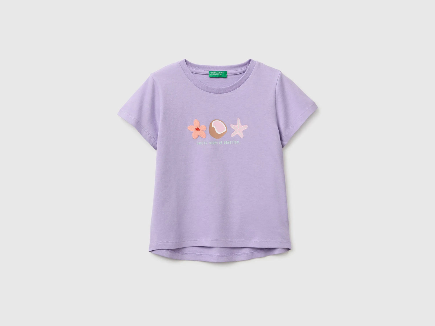 Benetton Multi-Color Girls T-Shirt with Print and Embroidery SKU: 3I1XG10N1_2P5 Image 01