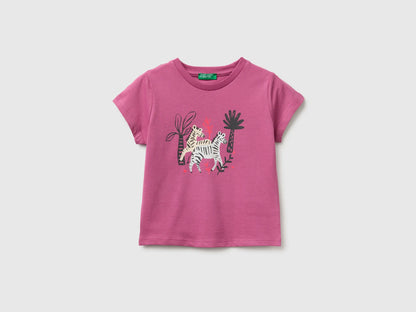 Benetton Pink Girls Regular Fit T-Shirt with Print SKU: 3I1XG10N5_01T Image 01