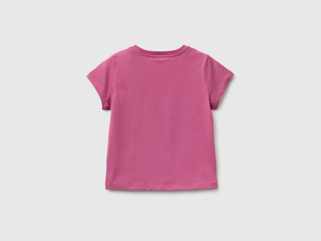 Benetton Pink Girls Regular Fit T-Shirt with Print SKU: 3I1XG10N5_01T Image 02