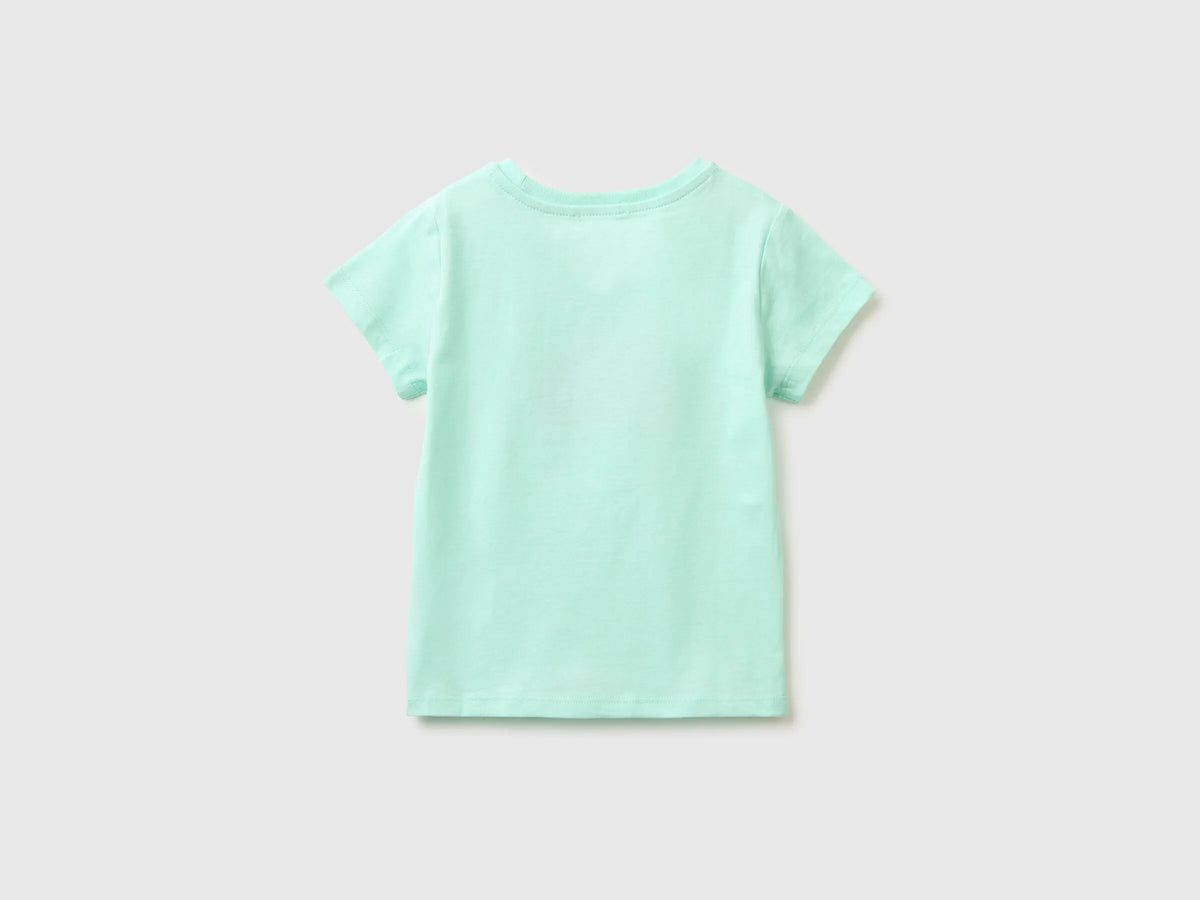 Benetton Aqua Girls Regular Fit T-Shirt with Print SKU: 3I1XG10N5_0E6 Image 02