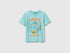 Benetton Blue Boys Printed T-Shirt with Zip SKU: 3I1XG10NB_3L7 Image 01