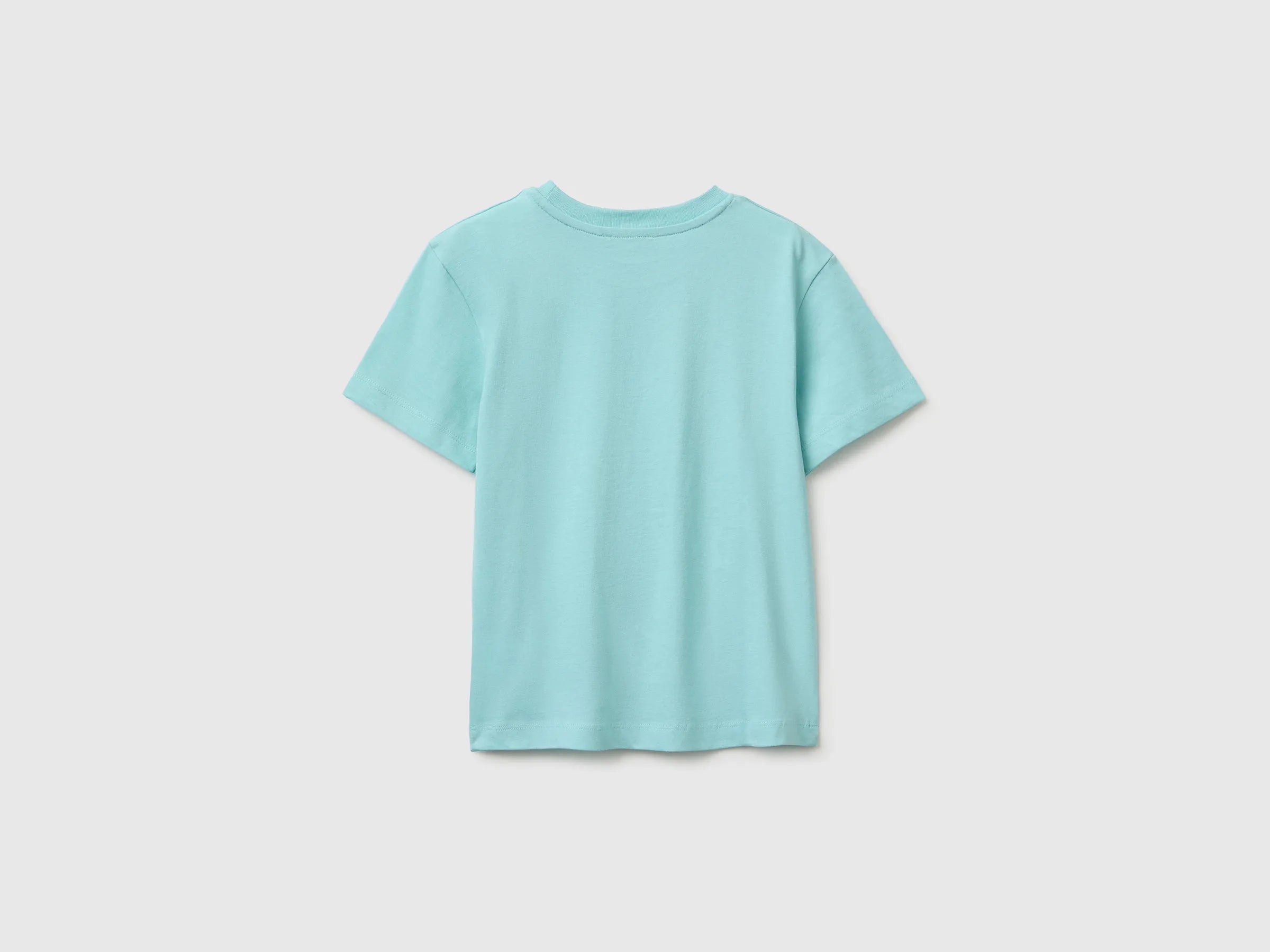 Benetton Blue Boys Printed T-Shirt with Zip SKU: 3I1XG10NB_3L7 Image 02