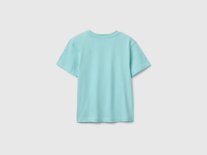 Benetton Blue Boys Printed T-Shirt with Zip SKU: 3I1XG10NB_3L7 Image 02