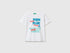 Benetton White Boys Crew Neck T-Shirt with Print SKU: 3I1XG10NC_101 Image 01