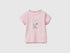 Benetton Pink New Born Logo Print T-Shirt in Organic Cotton SKU: 3I9WA1072_25F Image 01