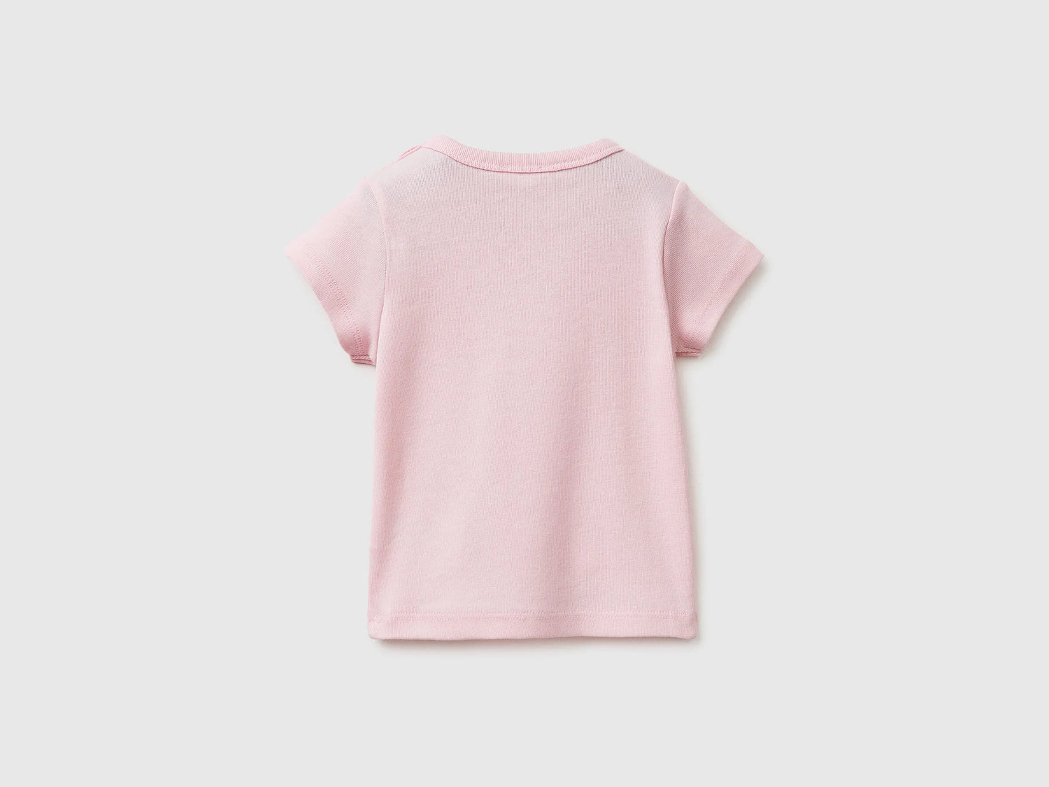 Benetton Pink New Born Logo Print T-Shirt in Organic Cotton SKU: 3I9WA1072_25F Image 02