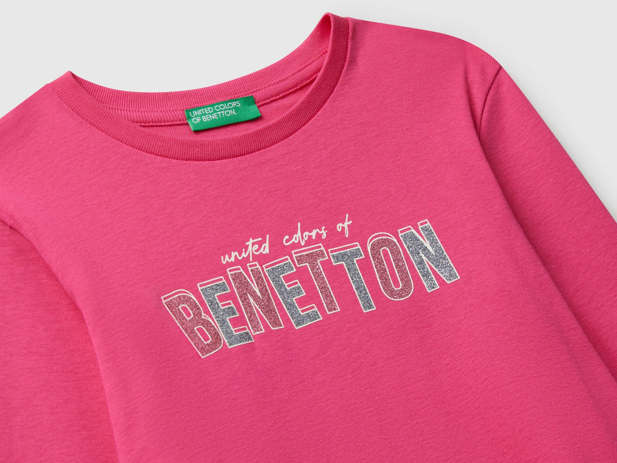 Benetton_Fuchsia_T-Shirt with Glitter Print_3I9WC10Q2_1A2_03