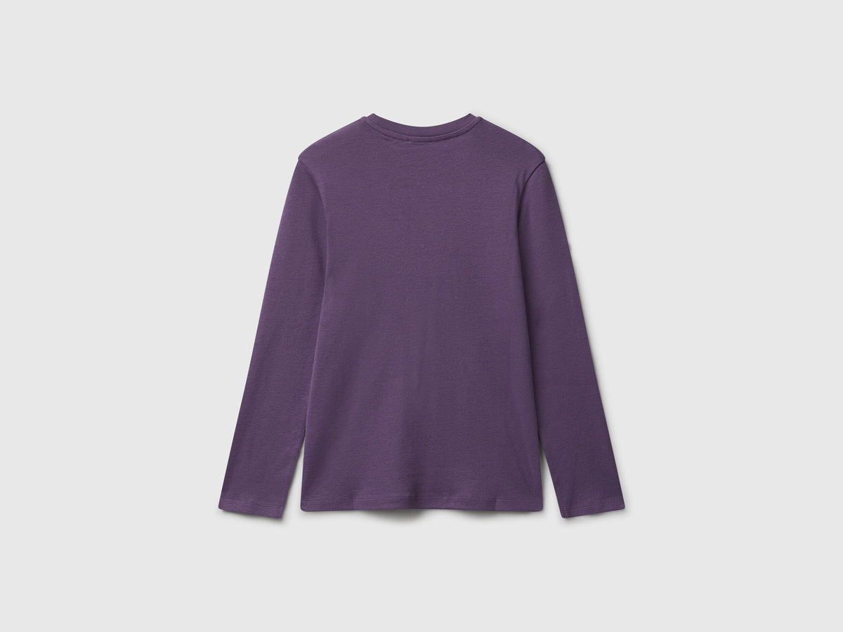 Benetton_Purple_T-Shirt with Glitter Print_3I9WC10Q2_1V4_02