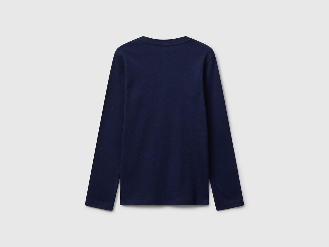 Benetton_Dark Blue_T-Shirt with Glitter Print_3I9WC10Q2_252_02