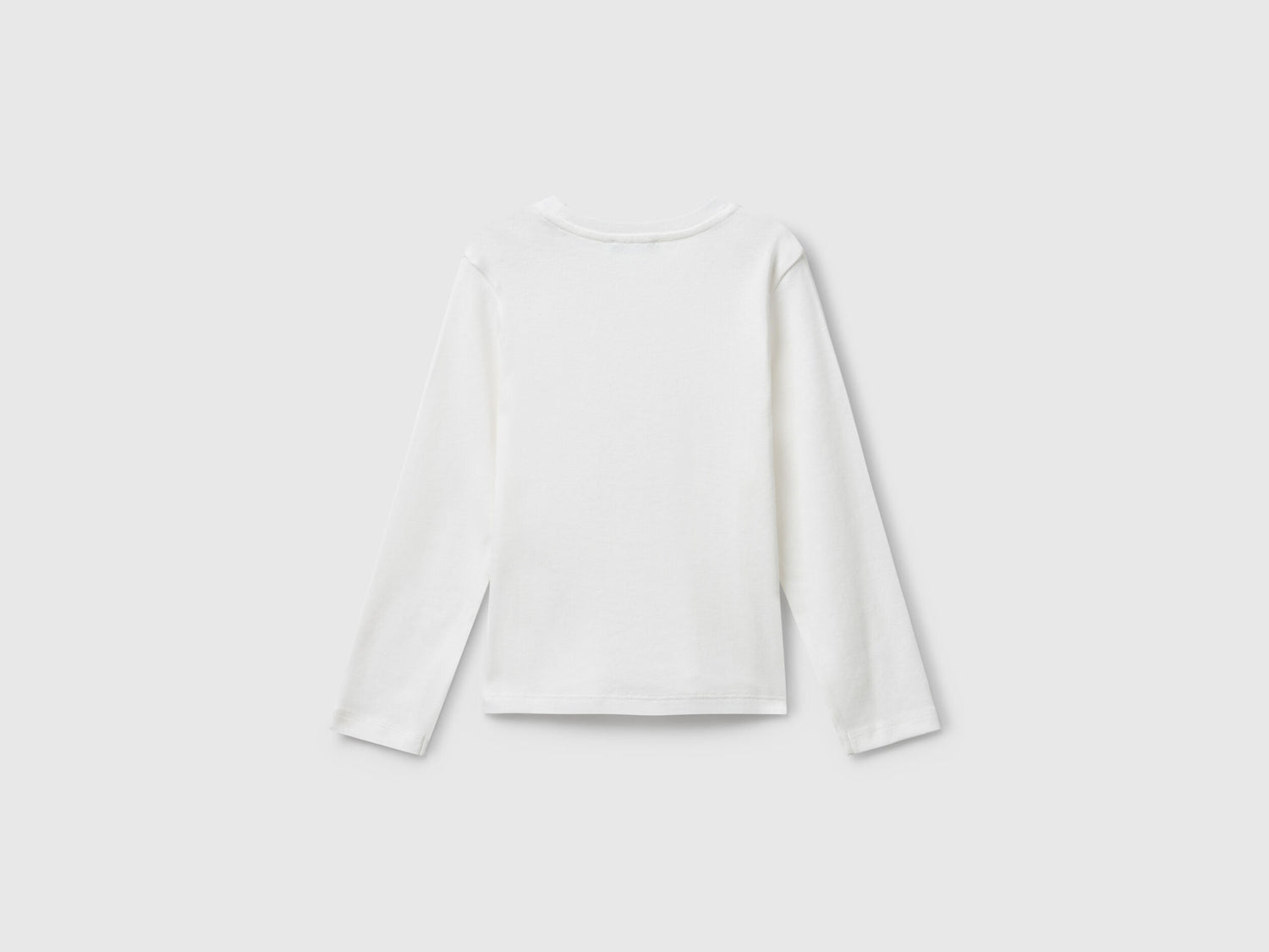 Benetton_White_T-Shirt with Glittery Logo in Cotton_3I9WG10JS_901_02