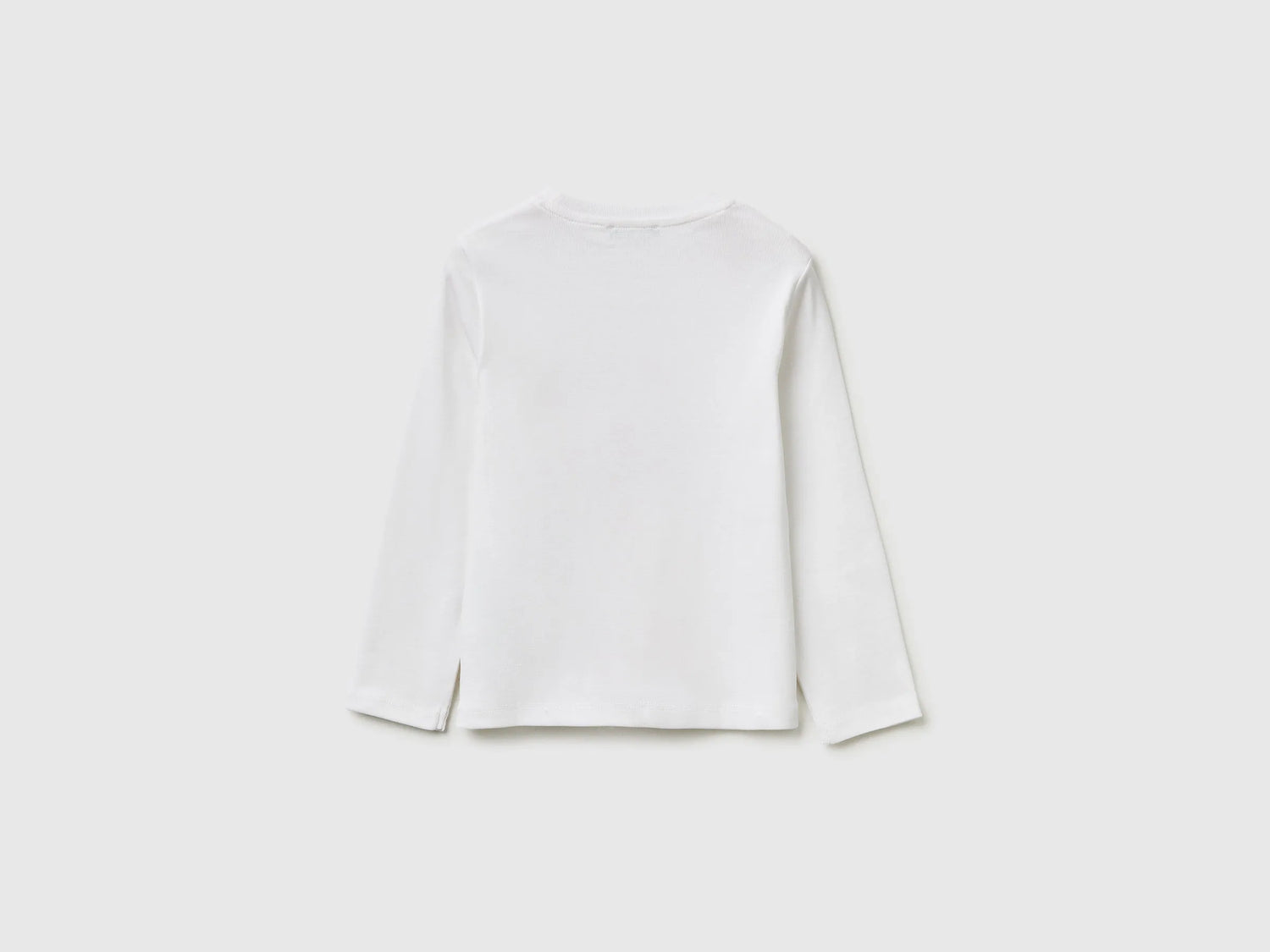 Benetton White Girls T-Shirt in Organic Cotton with Glittery Logo SKU: 3I9WG10LT_101 Image 02