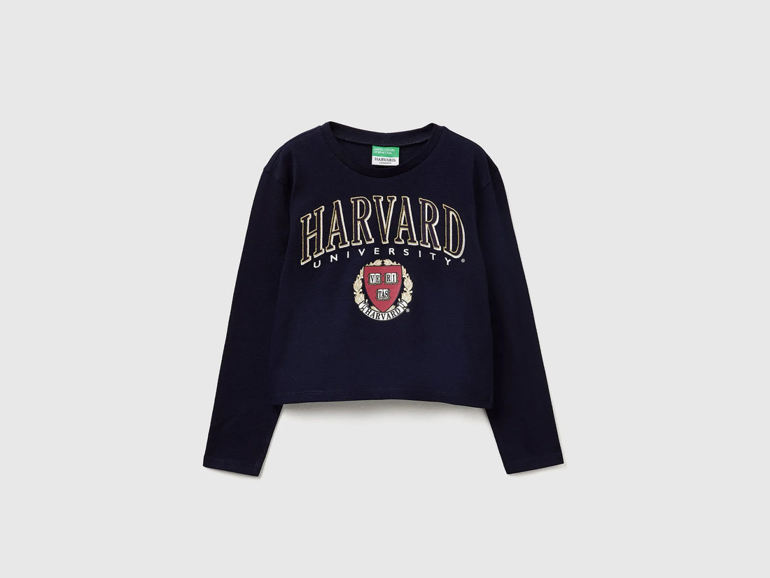Benetton_Dark Blue_Boxy Fit ©Harvard University T-Shirt_3IVWC10PX_016_01