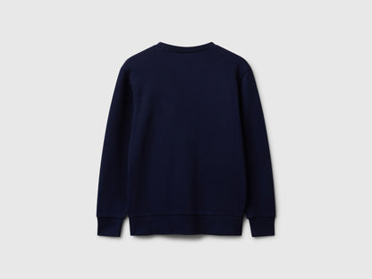 Benetton_Dark Blue_Cotton Sweatshirt with Logo_3J68C10PZ_252_02
