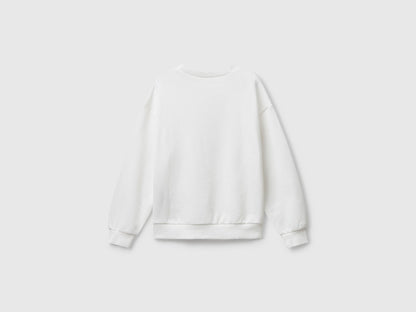Benetton_Creamy White_Sweatshirt with Glittery Logo Print_3J68C10Q0_074_02