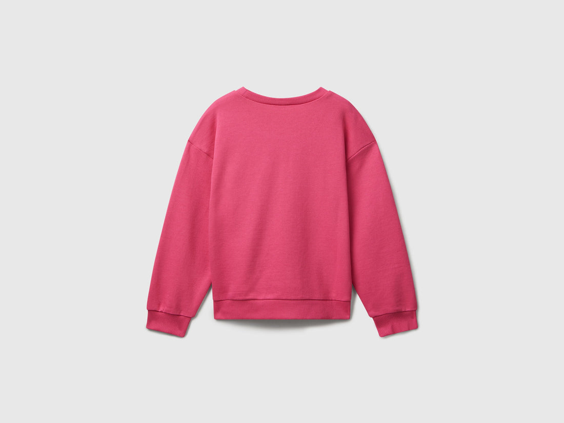 Benetton_Fuchsia_Sweatshirt with Glittery Logo Print_3J68C10Q0_1A2_02