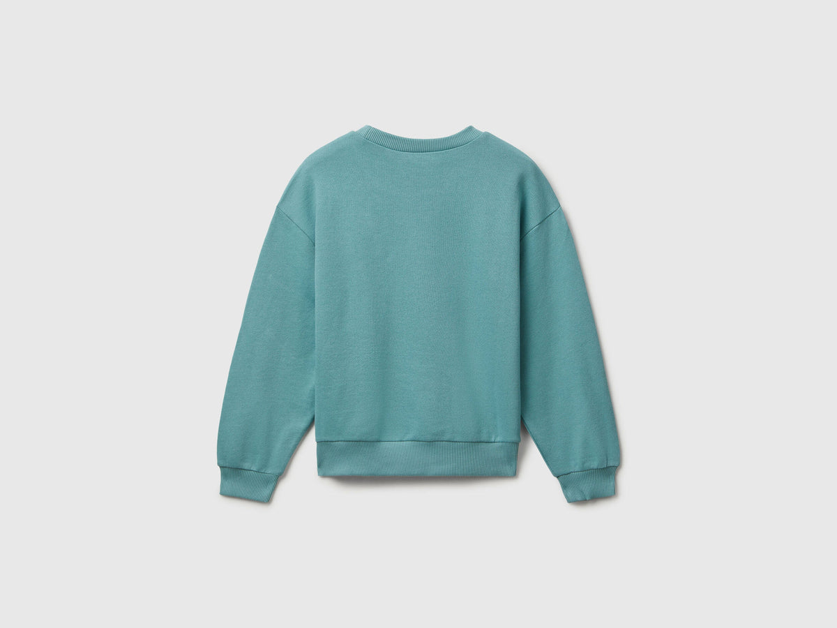 Benetton_Sky Blue_Sweatshirt with Glittery Logo Print_3J68C10Q0_33K_02