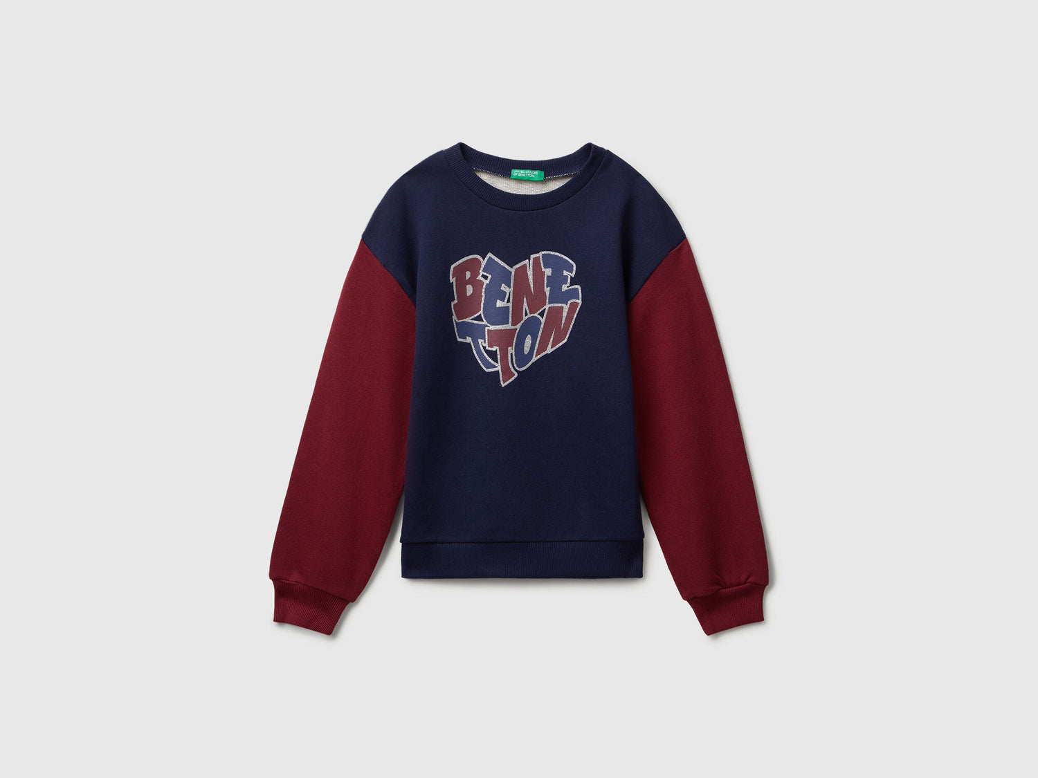 Benetton_Dark Blue_Sweatshirt with Glittery Logo Print_3J68C10Q0_903_01