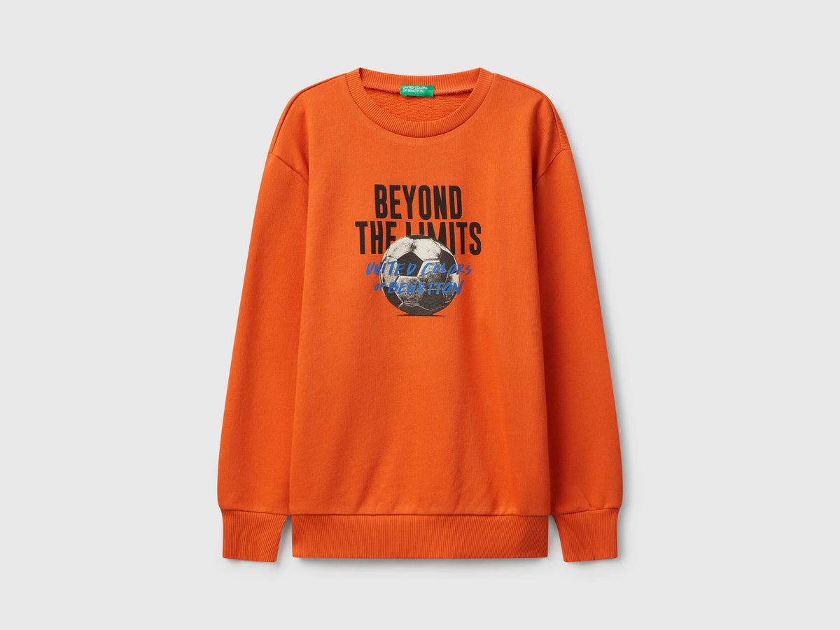 Benetton_Orange_Sweatshirt with Slogan Print_3J68C10QK_04J_01