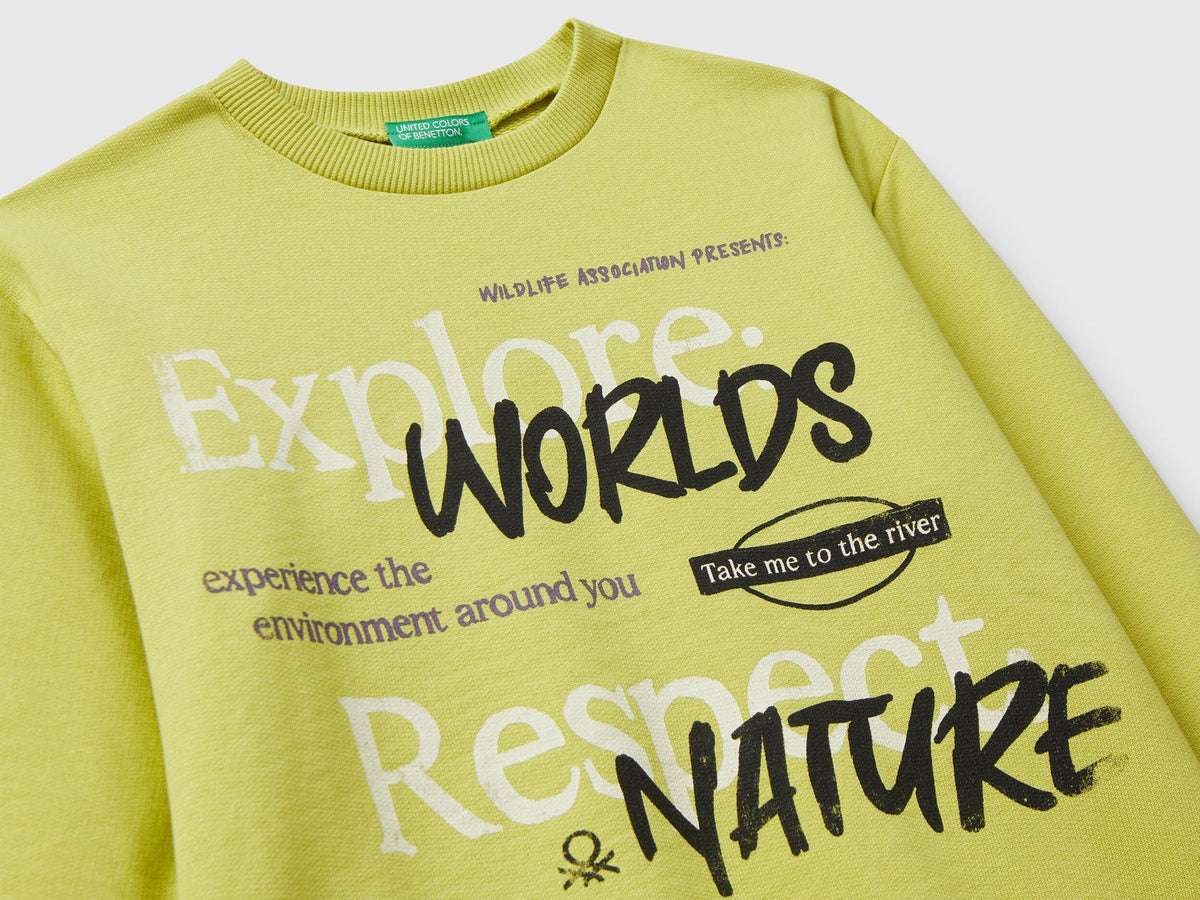 Benetton_Yellow_Sweatshirt with Slogan Print_3J68C10QK_0Y6_03