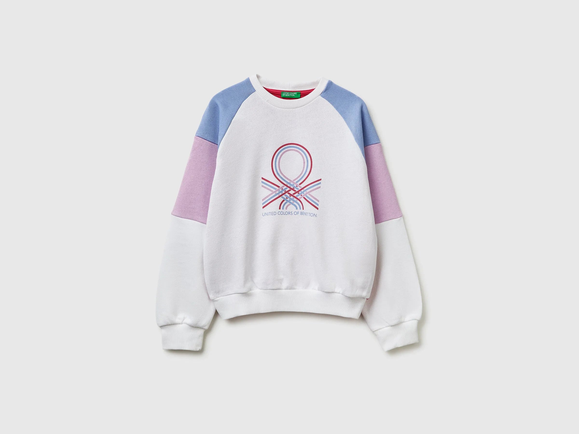 Benetton White Girls Cotton Sweatshirt with Logo SKU: 3J68C10S5_901 Image 01