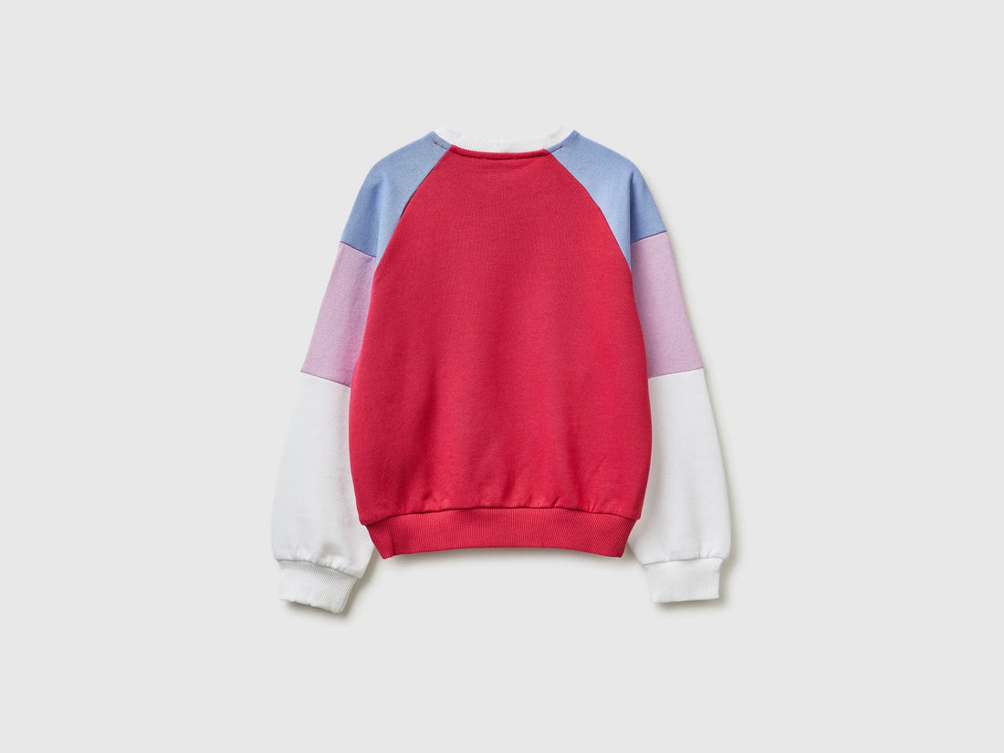 Benetton White Girls Cotton Sweatshirt with Logo SKU: 3J68C10S5_901 Image 02