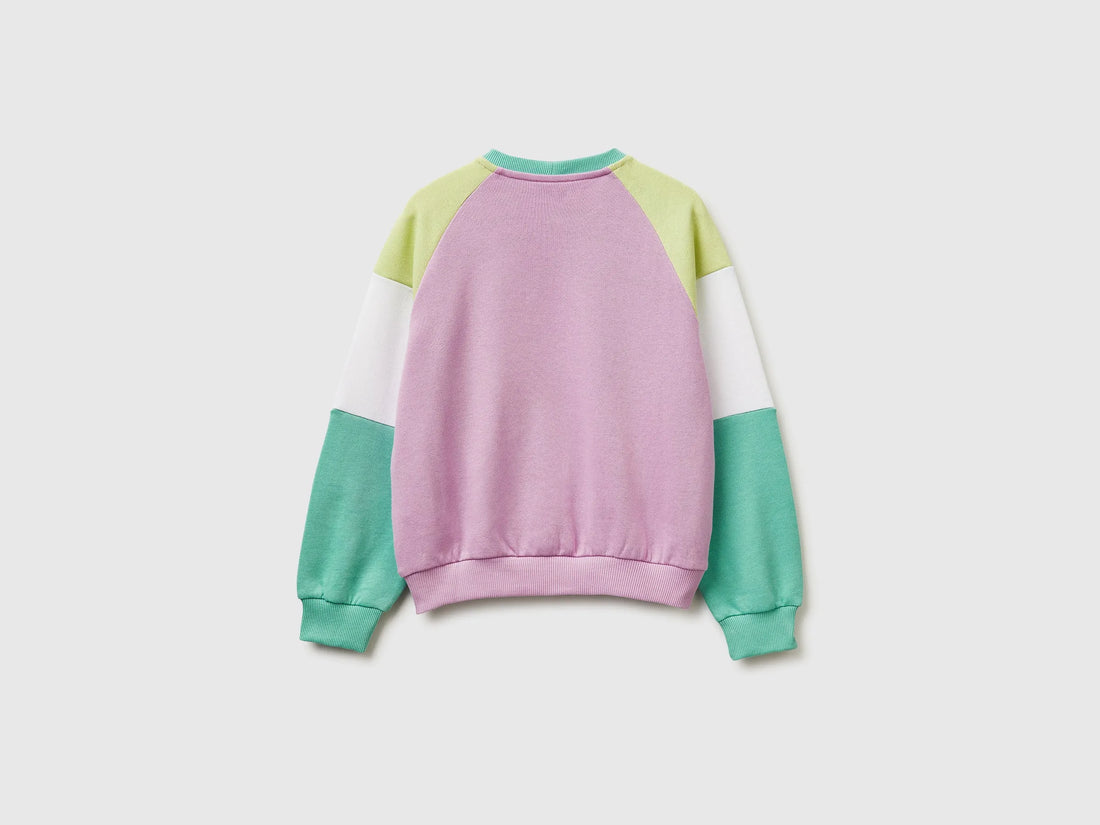 Benetton Aqua Girls Cotton Sweatshirt with Logo SKU: 3J68C10S5_902 Image 02
