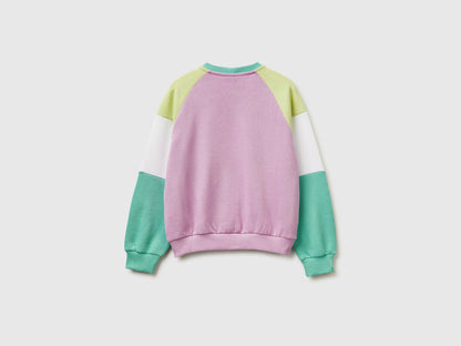 Benetton Aqua Girls Cotton Sweatshirt with Logo SKU: 3J68C10S5_902 Image 02