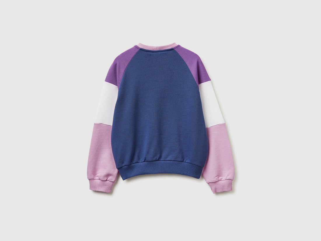 Benetton Lilac Girls Cotton Sweatshirt with Logo SKU: 3J68C10S5_903 Image 02