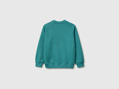 Benetton Dark Green Boys 100% Cotton Closed Sweatshirt SKU: 3J68C10UC_285 Image 02