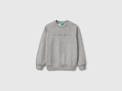 Benetton Light Gray Boys 100% Cotton Closed Sweatshirt SKU: 3J68C10UC_501 Image 01