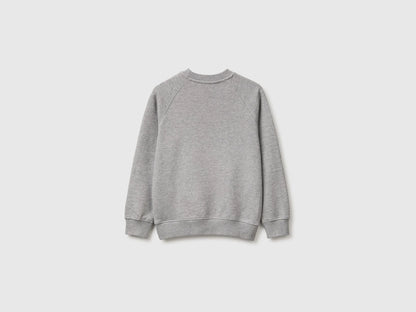 Benetton Light Gray Boys 100% Cotton Closed Sweatshirt SKU: 3J68C10UC_501 Image 02