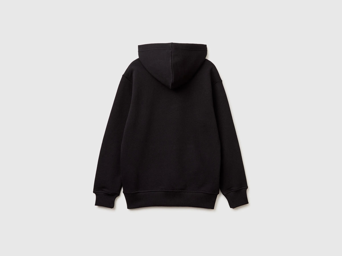Benetton Black Boys Sweatshirt with Logo SKU: 3J68C205K_100 Image 02