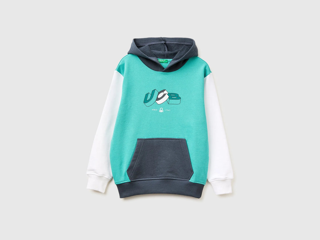 Benetton Aqua Boys Sweatshirt with Logo SKU: 3J68C205K_903 Image 01