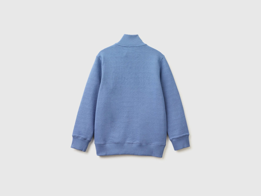 Benetton Air force blue Boys Pure Cotton Zip-Up Sweatshirt SKU: 3J68C501B_05N Image 02