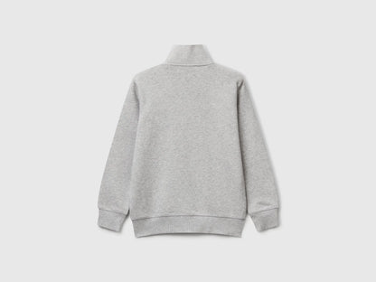 Benetton Light gray Boys Pure Cotton Sweatshirt with Zipper SKU: 3J68C501B_501 Image 02