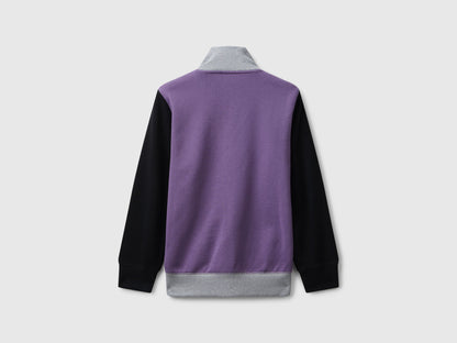 Benetton_Purple_Pure Cotton Sweatshirt with Zipper_3J68C501B_916_02