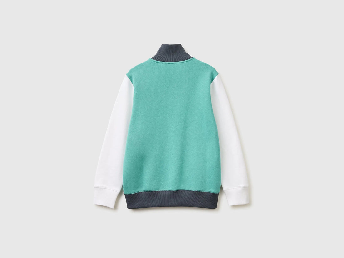 Benetton Light green Boys Pure Cotton Zip-Up Sweatshirt SKU: 3J68C501B_921 Image 02