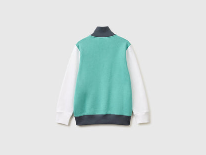 Benetton Light green Boys Pure Cotton Zip-Up Sweatshirt SKU: 3J68C501B_921 Image 02