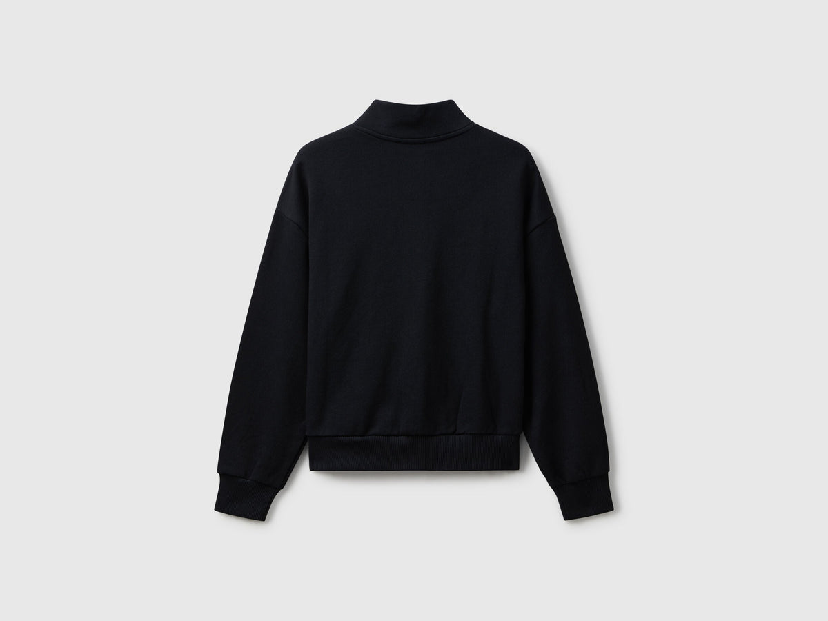 Benetton_Black_Zip-Up Sweatshirt with Print_3J68C505D_100_02