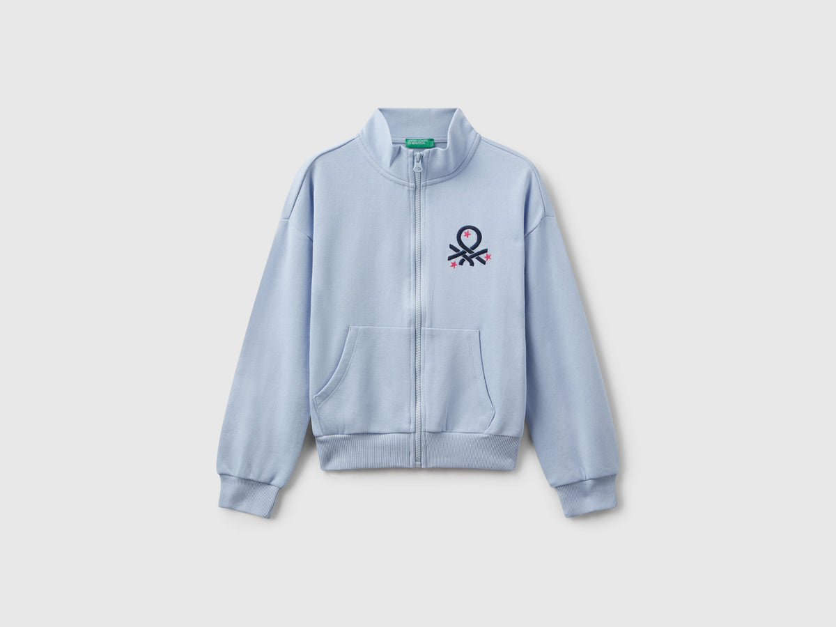 Benetton_Blue_Zip-Up Sweatshirt with Print_3J68C505D_11Y_01