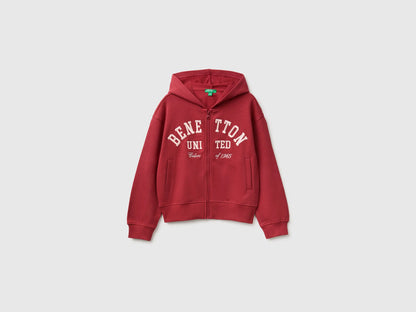 Benetton Red Girls Hoodie with Embroidery SKU: 3J68C506D_251 Image 01