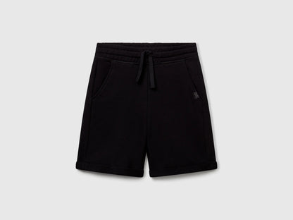 Benetton Black Boys Bermudas in Pure Cotton Sweat SKU: 3J68C901G_100 Image 01
