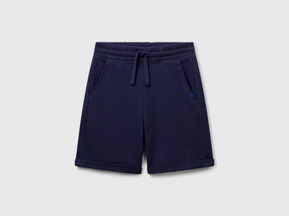 Benetton Dark Blue Boys Bermudas in Pure Cotton Sweat SKU: 3J68C901G_252 Image 01