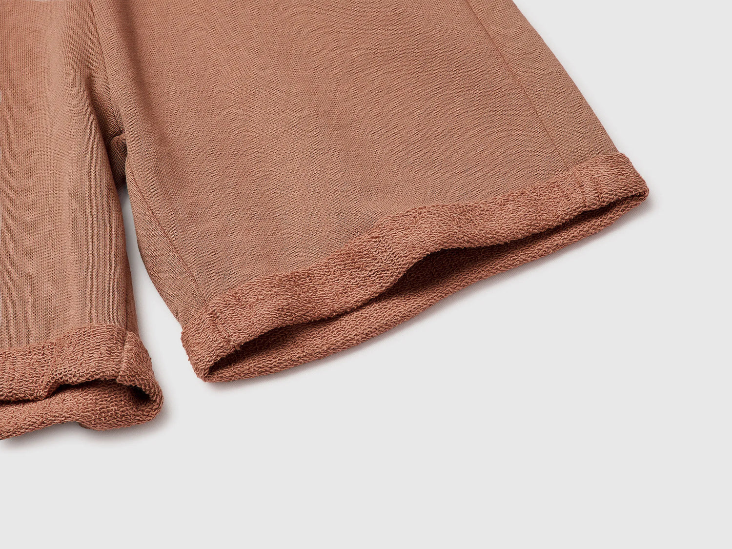 Benetton Camel Boys Bermuda Shorts in Pure Cotton Fleece SKU: 3J68C901G_34M Image 03