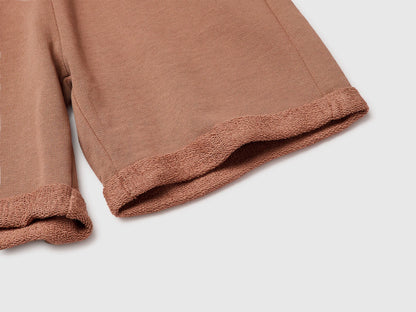 Benetton Camel Boys Bermuda Shorts in Pure Cotton Fleece SKU: 3J68C901G_34M Image 03