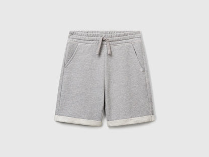 Benetton Light Gray Boys Bermudas in Pure Cotton Sweat SKU: 3J68C901G_501 Image 01