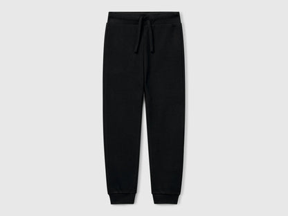 Benetton Black Boys Sporty Trousers with Drawstring SKU: 3J68CF01P_100 Image 01