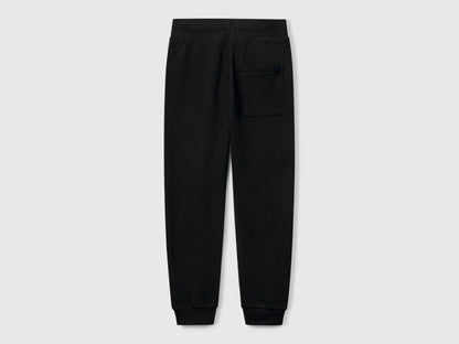 Benetton Black Boys Sporty Trousers with Drawstring SKU: 3J68CF01P_100 Image 02